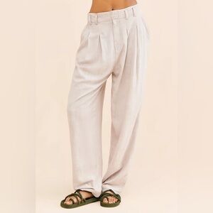 FREE PEOPLE Calla Pleated Trousers Linen Blend